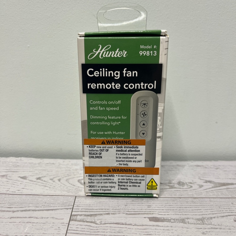 Hunter 99813 Ceiling Fan Remote Control with Dimming and Wall Cradle Gray NEW